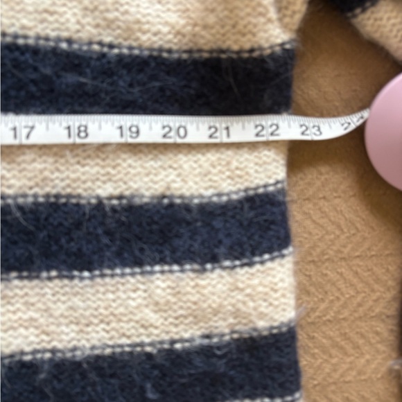 Striped Alpaca Navy and Cream Women's Sweater - Picture 4 of 8